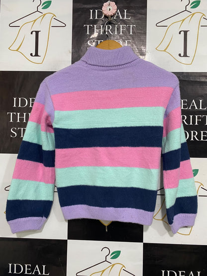 ANKO |XS| BUST 16| A60| MULTI-COLOR STRIPED TURTLENECK TECHNICAL UTILITY SWEATER