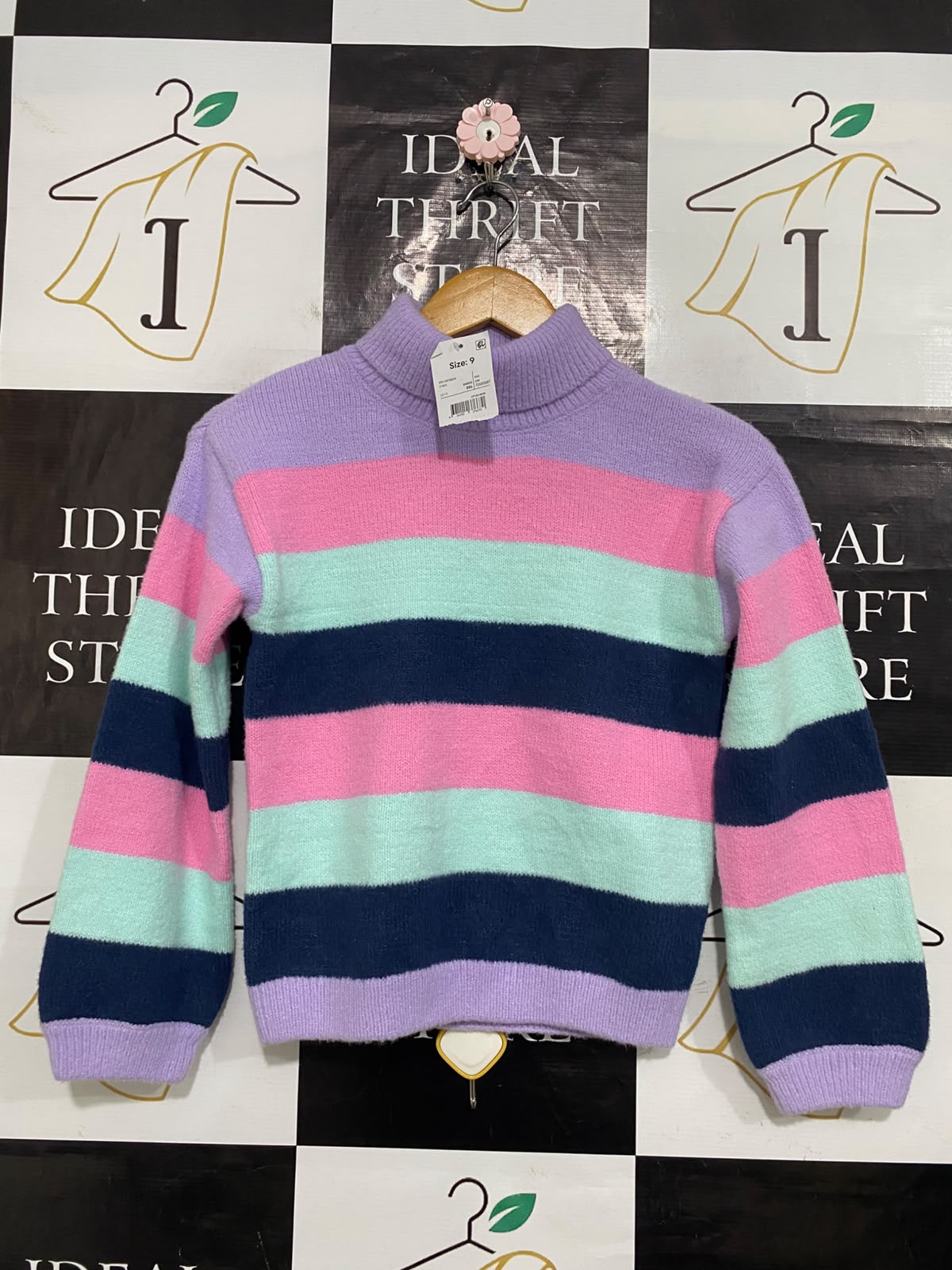ANKO |XS| BUST 16| A60| MULTI-COLOR STRIPED TURTLENECK TECHNICAL UTILITY SWEATER