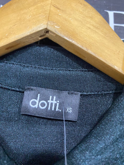 DOTTI |XS| BUST 16| A60| BLACK FRONT-RUCHED BUTTON-UP TECHNICAL UTILITY POLO TOP