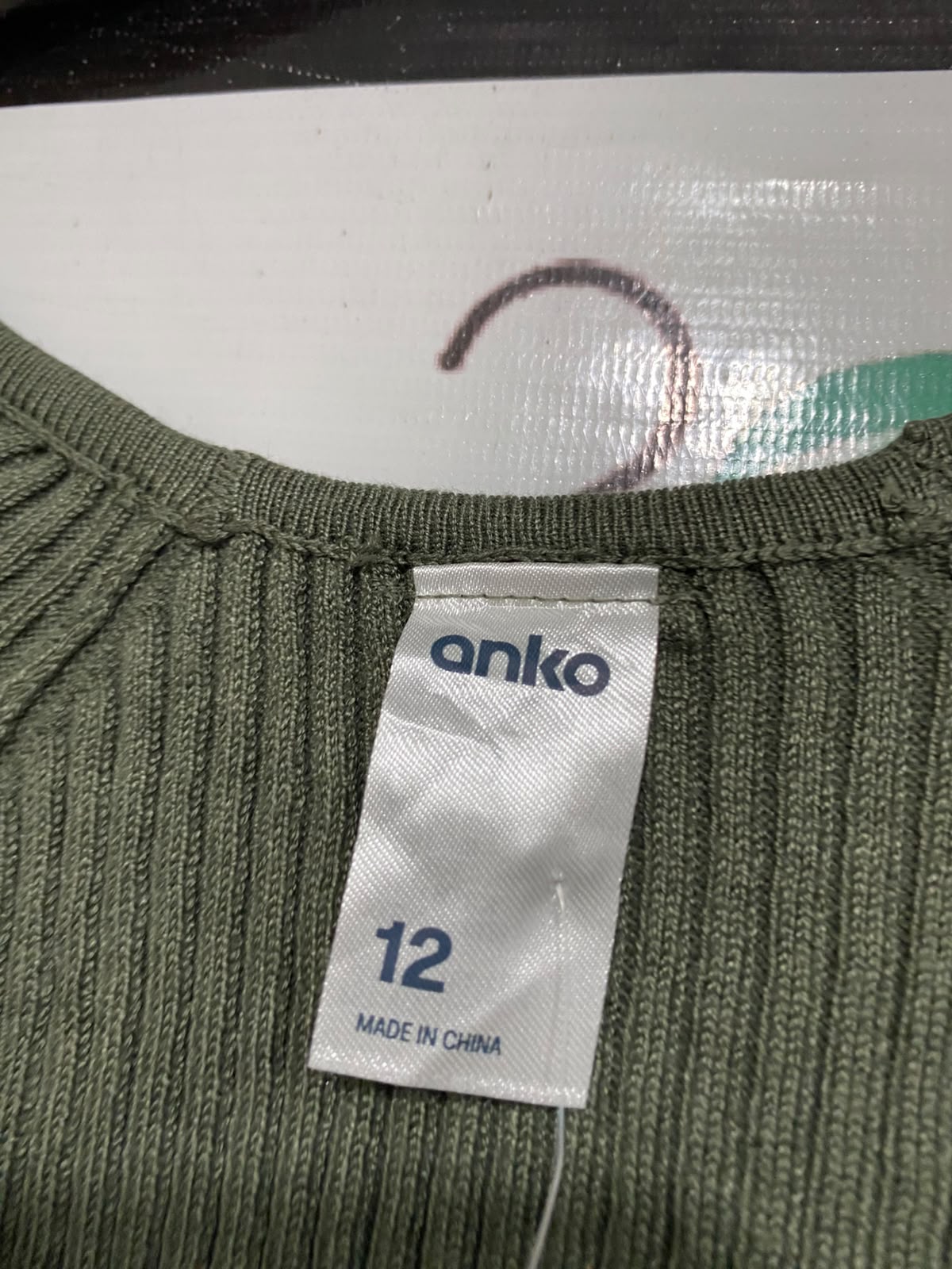 ANKO |S| BUST 14| A60| OLIVE GREEN RIBBED SQUARE-NECK LONG-SLEEVE TECHNICAL UTILITY MIDI DRESS