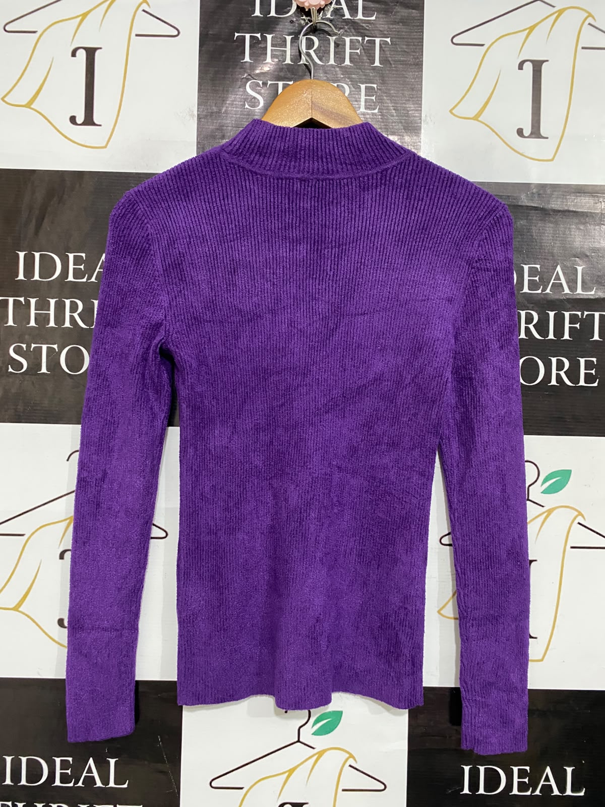 REVIEW |S| BUST 14| A60| PURPLE MOCK-NECK TEXTURED LONG-SLEEVE TECHNICAL UTILITY SWEATER