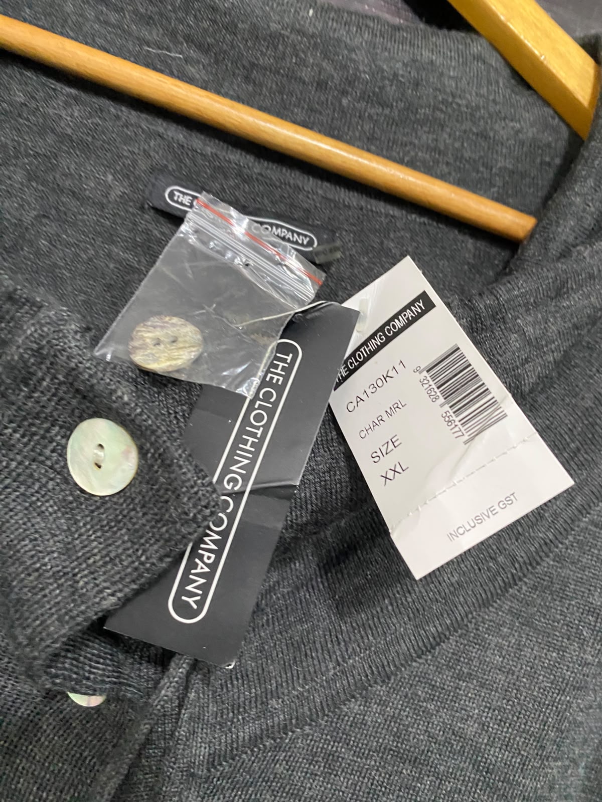 THE CLOTHING COPANY |XL| BUST 24| A60| CHARCOAL HOODED BUTTON-FRONT TECHNICAL UTILITY CARDIGAN