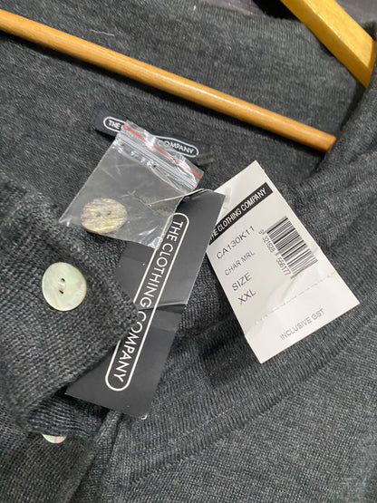 THE CLOTHING COPANY |XL| BUST 24| A60| CHARCOAL HOODED BUTTON-FRONT TECHNICAL UTILITY CARDIGAN