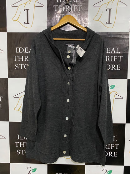 THE CLOTHING COPANY |XL| BUST 24| A60| CHARCOAL HOODED BUTTON-FRONT TECHNICAL UTILITY CARDIGAN