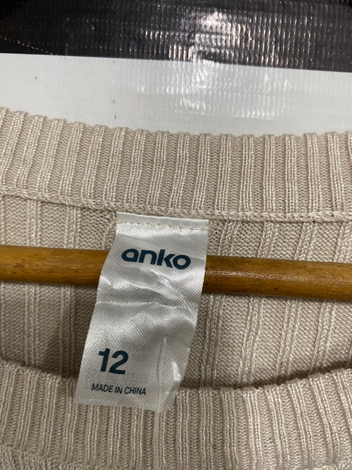 ANKO |M| BUST 19| A60|BEIGE AND BLACK STRIPED RIBBED CREWNECK TECHNICAL UTILITY MIDI DRESS