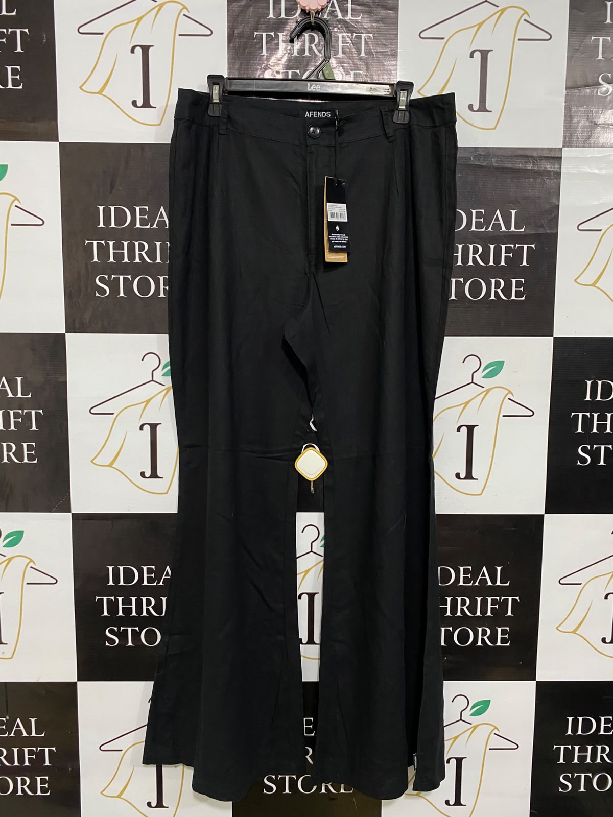 AFENDS |XL| WAIST 34| A59|BLACK STRUCTURED FLARED TECHNICAL UTILITY PANTS
