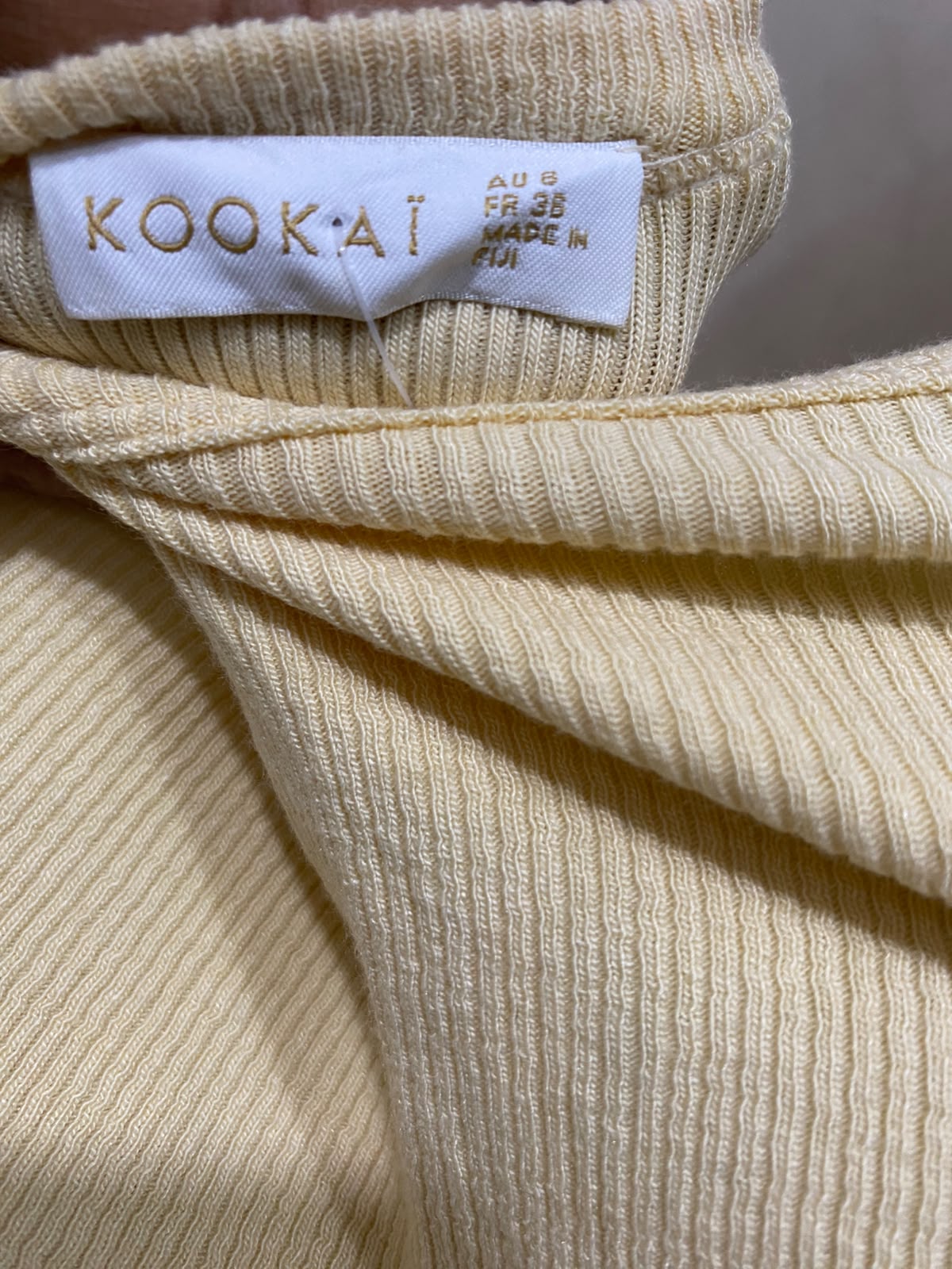 KOOKAI |S| BUST 15| A59| PASTEL YELLOW RIBBED HIGH-NECK TECHNICAL UTILITY TANK TOP