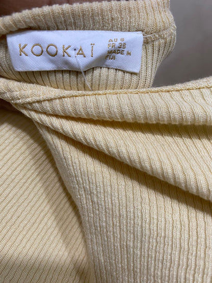 KOOKAI |S| BUST 15| A59| PASTEL YELLOW RIBBED HIGH-NECK TECHNICAL UTILITY TANK TOP