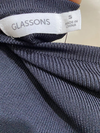 GLASSONS |S| BUST 15| A59| BLACK STRAPLESS FRONT-SPLIT RIBBED TECHNICAL UTILITY TUBE TOP