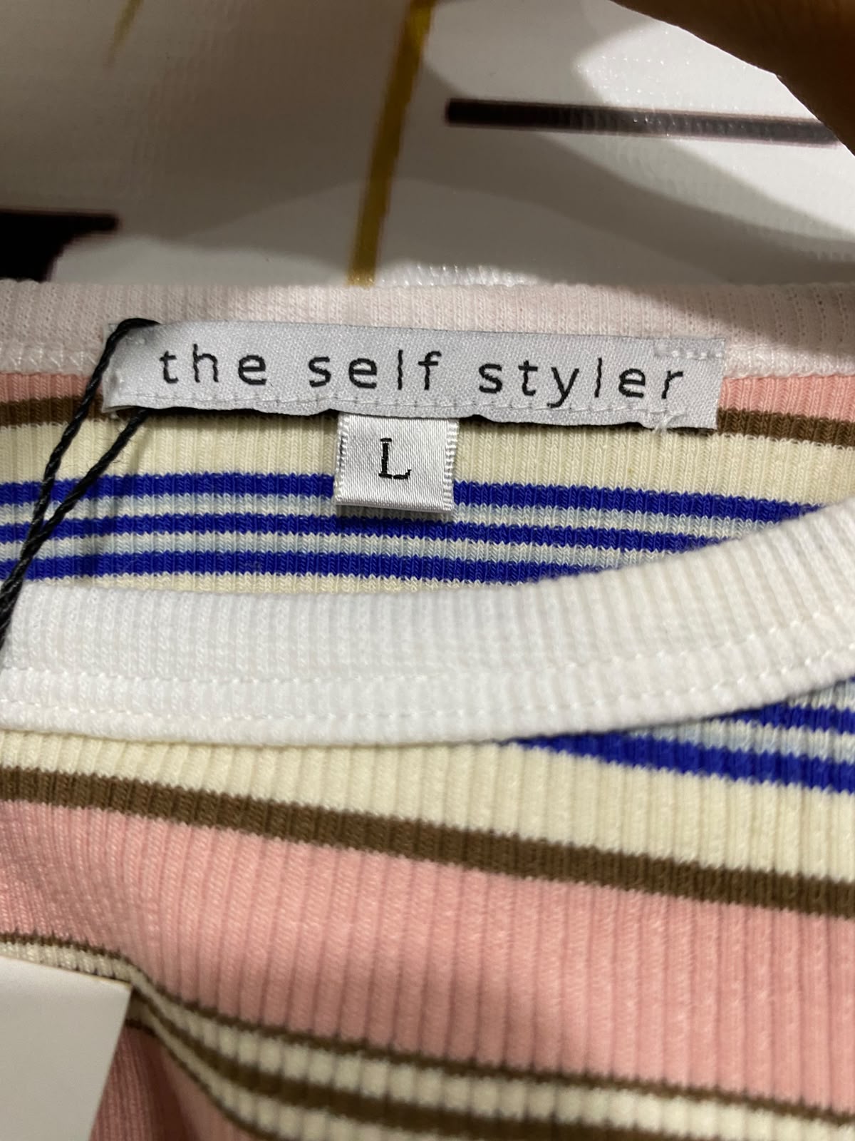 THE SELF STYLER |L| BUST 15| A59| MULTI-STRIPE SCOOP-NECK TECHNICAL UTILITY TANK TOP