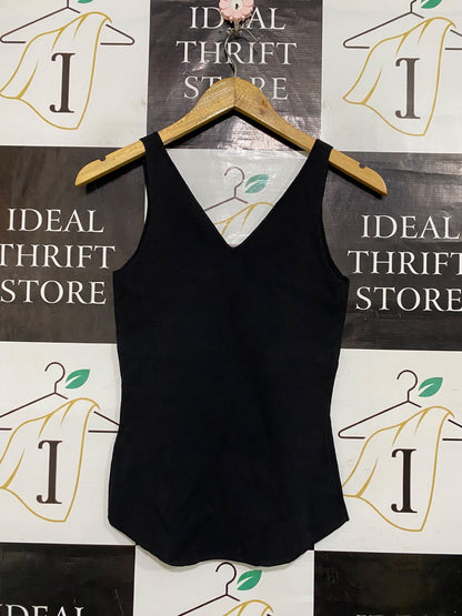 PORTMANS |XS| BUST 13| A59| BLACK V-NECK TECHNICAL UTILITY TANK TOP