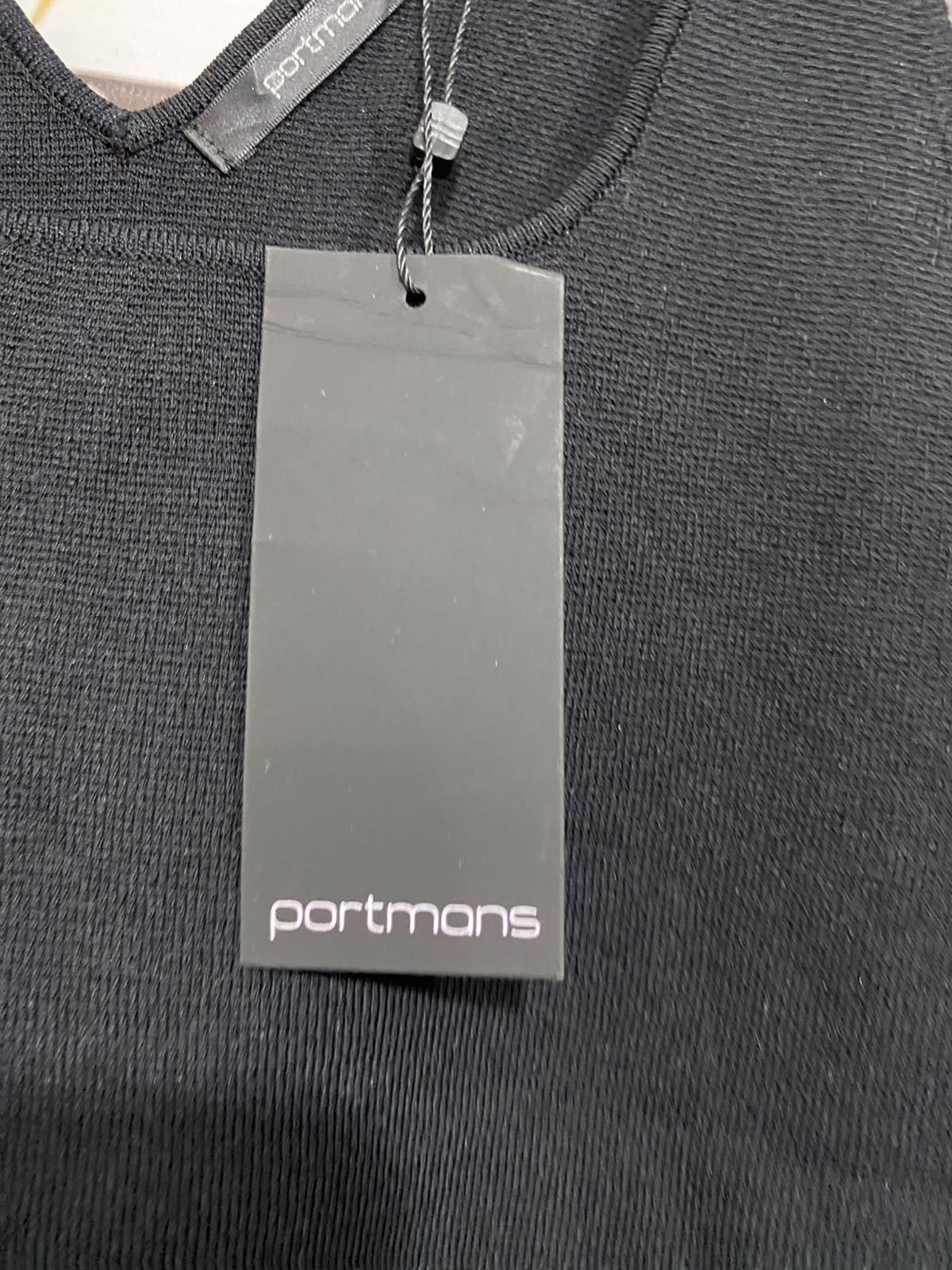 PORTMANS |XS| BUST 13| A59| BLACK V-NECK TECHNICAL UTILITY TANK TOP