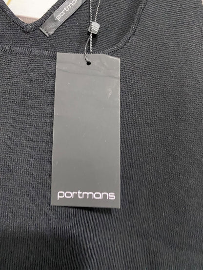PORTMANS |XS| BUST 13| A59| BLACK V-NECK TECHNICAL UTILITY TANK TOP