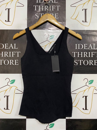 PORTMANS |XS| BUST 13| A59| BLACK V-NECK TECHNICAL UTILITY TANK TOP