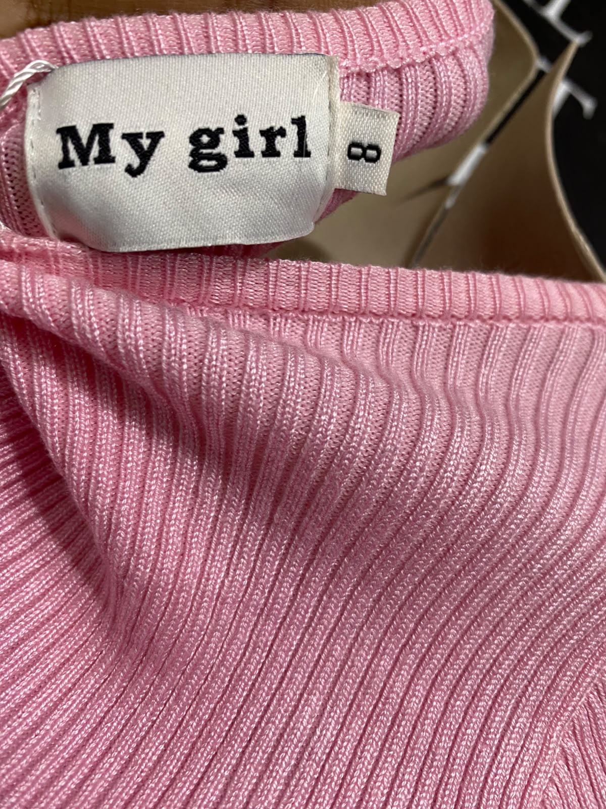 MY GIRL |S| BUST 15| A59| PASTEL PINK CUTOUT LONG-SLEEVE RIBBED TECHNICAL UTILITY MIDI DRESS