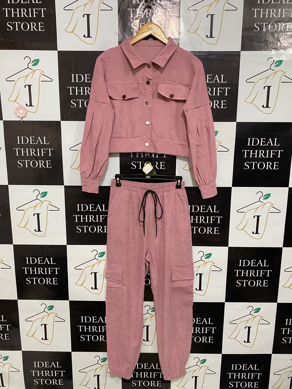 MOSSTA |M| A59| PASTEL PINK TWO-PIECE TECHNICAL UTILITY JACKET AND CARGO SET