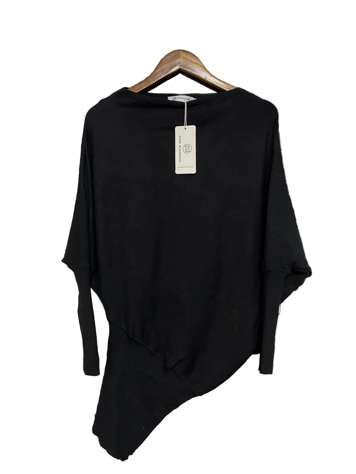 PINK DIAMOND |S| BUST 27| A59|  BLACK BOAT-NECK ASYMMETRIC TECHNICAL UTILITY TOP