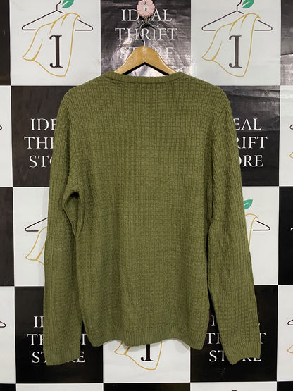 ASOS |L| BUST 22| A59|OLIVE GREEN TEXTURED CREWNECK TECHNICAL UTILITY SWEATER