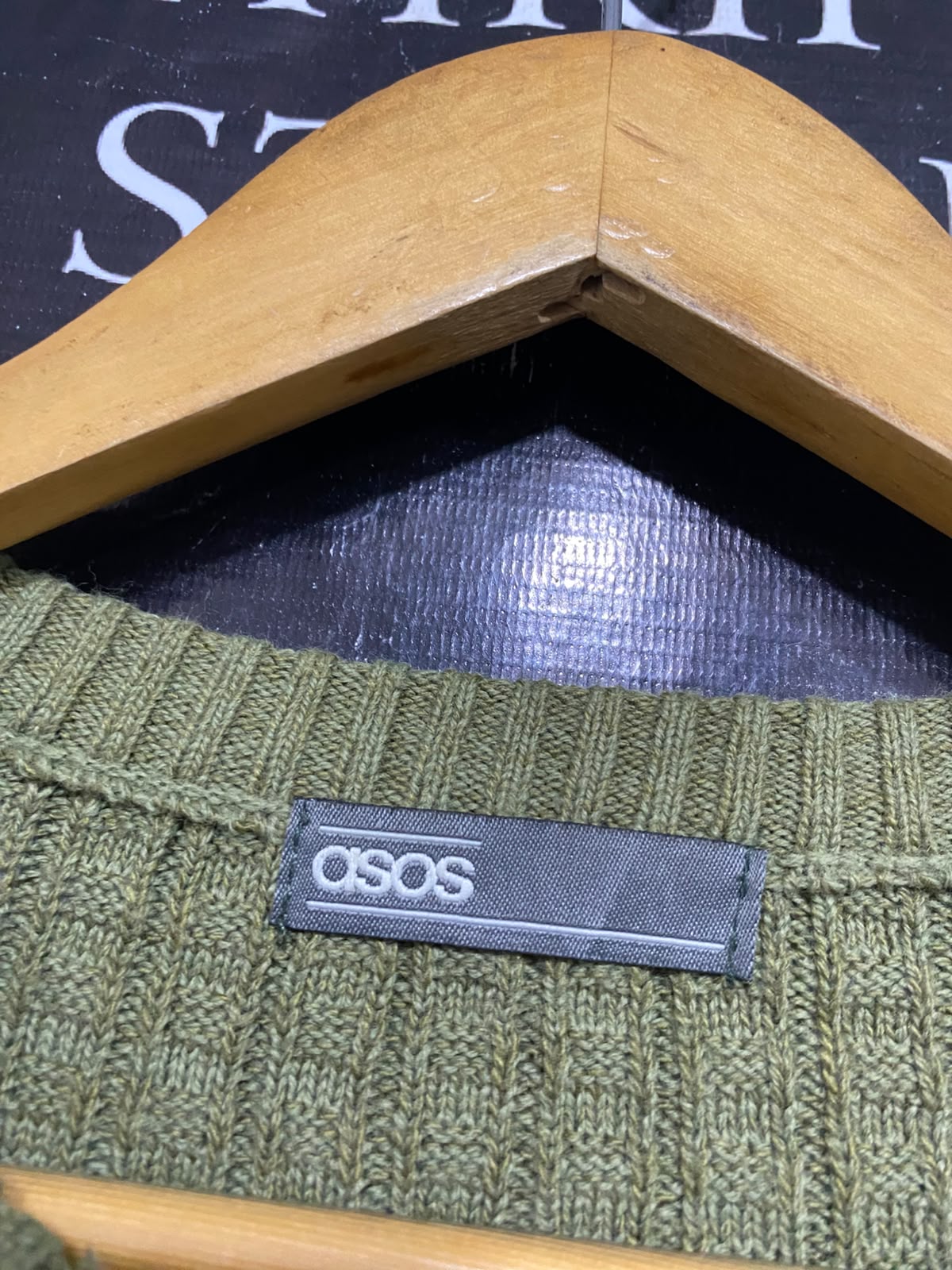 ASOS |L| BUST 22| A59|OLIVE GREEN TEXTURED CREWNECK TECHNICAL UTILITY SWEATER