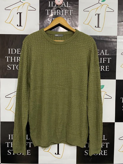 ASOS |L| BUST 22| A59|OLIVE GREEN TEXTURED CREWNECK TECHNICAL UTILITY SWEATER