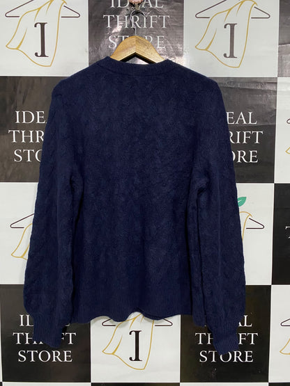 REVIEW |XL| BUST 22| A59| NAVY BLUE TEXTURED CREWNECK TECHNICAL UTILITY SWEATER