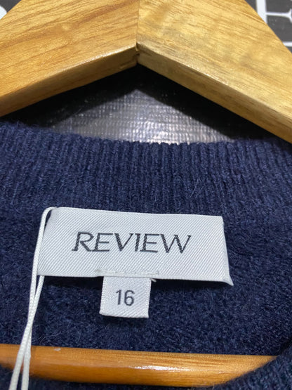 REVIEW |XL| BUST 22| A59| NAVY BLUE TEXTURED CREWNECK TECHNICAL UTILITY SWEATER