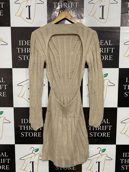 SHOWPO |M| BUST 15| A59| BEIGE RIBBED LONG-SLEEVE TECHNICAL UTILITY DRESS