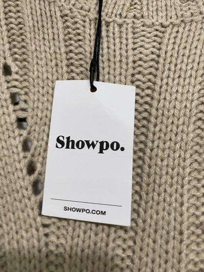 SHOWPO |M| BUST 15| A59| BEIGE RIBBED LONG-SLEEVE TECHNICAL UTILITY DRESS