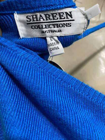 SHAREEN |S| BUST 15| A59| BLUE CUT-OUT KNOT-FRONT TECHNICAL UTILITY MIDI DRESS