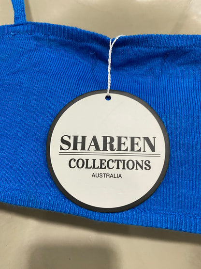 SHAREEN |S| BUST 15| A59| BLUE CUT-OUT KNOT-FRONT TECHNICAL UTILITY MIDI DRESS