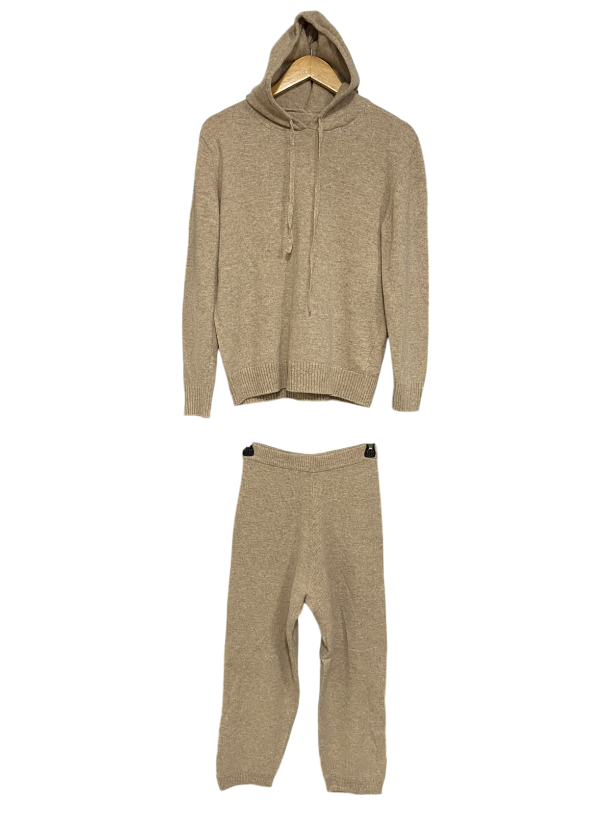 FFAN |S| A60| BEIGE KNIT HOODIE AND PANTS TECHNICAL UTILITY LOUNGE SET