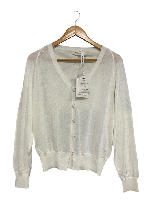 SHALLDOER |M| BUST 19| A60| WHITE V-NECK BUTTON-UP TECHNICAL UTILITY CARDIGAN