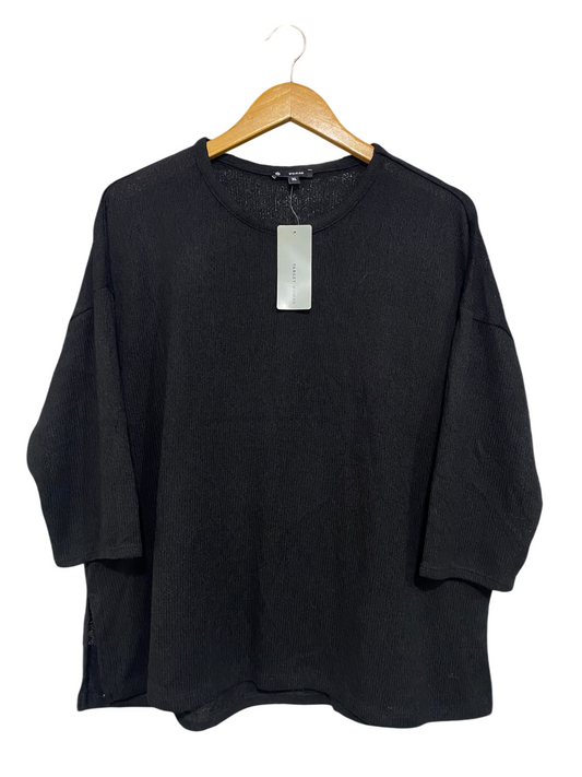 TARGET ACTIVE |XL| BUST 23| A60| BLACK OVERSIZED CREW-NECK THREE-QUARTER SLEEVE TECHNICAL UTILITY SWEATER