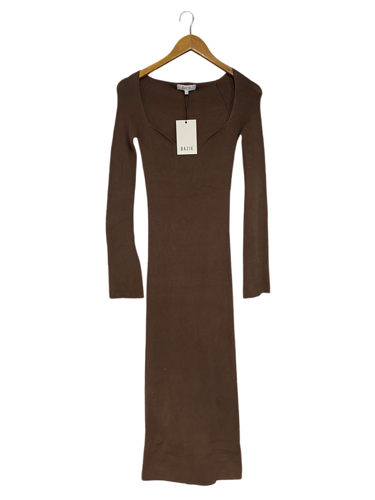 DAZIE |S| BUST 12| A60| BROWN SWEETHEART-NECK LONG-SLEEVE TECHNICAL UTILITY MIDI DRESS