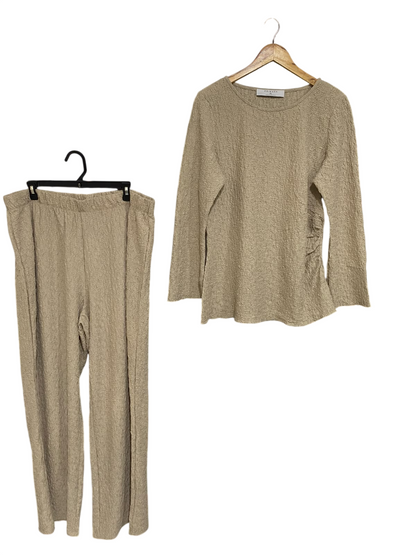 PRIMARK |XL| A60| BEIGE TEXTURED TWO-PIECE TECHNICAL UTILITY LOUNGE SET