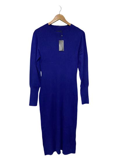 OXFORD |M| BUST 16| A61| ROYAL BLUE CREW-NECK LONG-SLEEVE TECHNICAL UTILITY MIDI DRESS