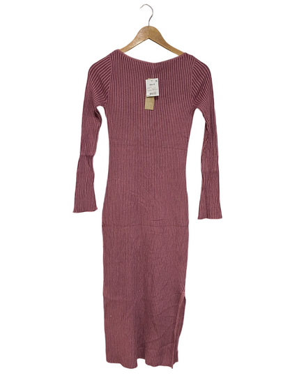 ANKO |S| BUST 13| A61| MAUVE RIBBED LONG-SLEEVE TECHNICAL UTILITY MIDI DRESS
