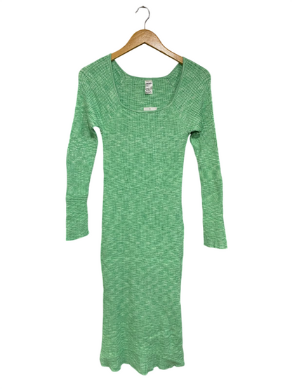 ANKO |S| BUST 13| A61| GREEN MARLED RIBBED LONG-SLEEVE TECHNICAL UTILITY MIDI DRESS