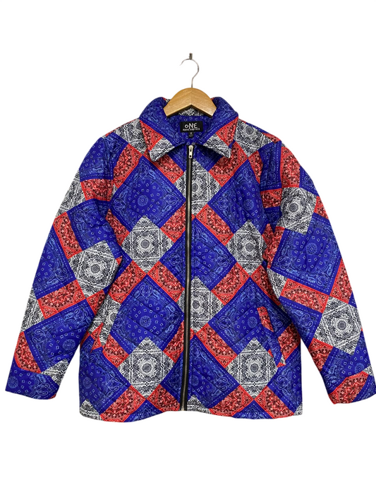 ONE |S| BUST 22| A61| MULTICOLOR BANDANA-PRINT QUILTED TECHNICAL UTILITY JACKET