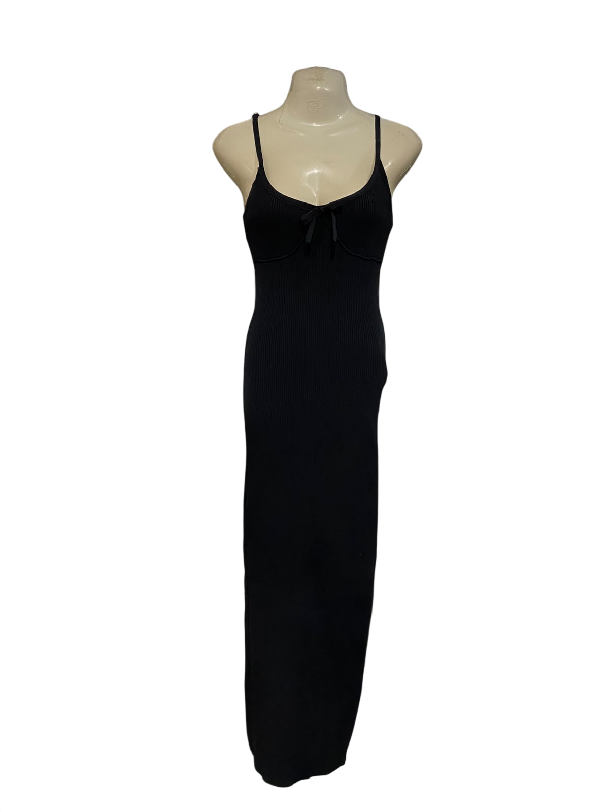 GLASSONS |S| BUST 15| A61| BLACK RIBBED CAMI MIDI DRESS TECHNICAL UTILITY MAXI
