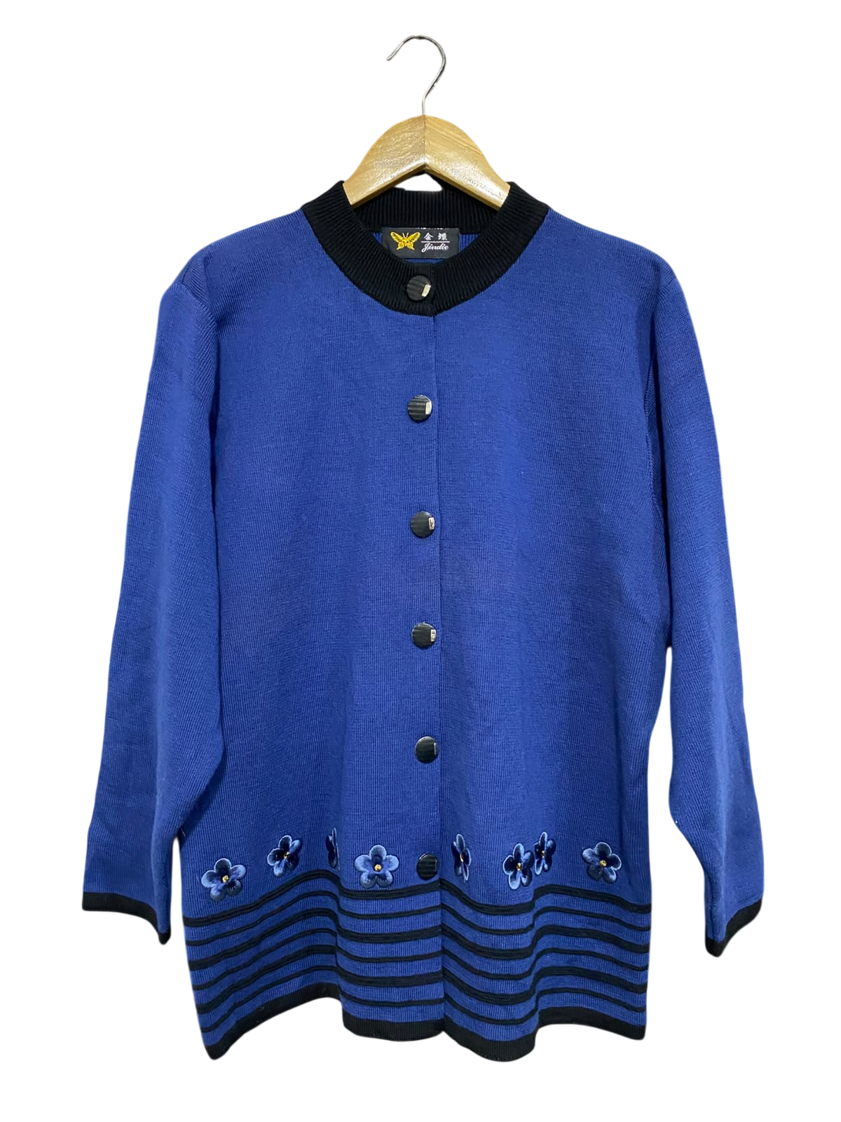 JINDIE |XL| BUST 23| A61| BLUE FLOWER-EMBROIDERED TECHNICAL UTILITY CARDIGAN