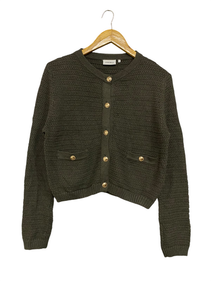 JEANS WEST |S| BUST 20| A61| OLIVE GREEN TEXTURED TECHNICAL UTILITY CARDIGAN