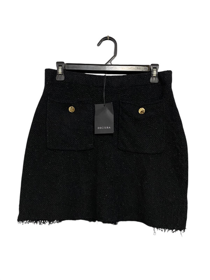 DECJUBA |S|WAIST 30| A61| BLACK TWEED TECHNICAL UTILITY MINI SKIRT