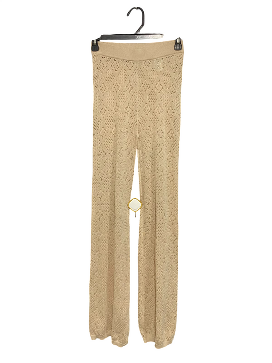 RHYTHM |XS| WAIST 24| A61| BEIGE CROCHET-KNIT OPEN-WORK TECHNICAL UTILITY TROUSERS