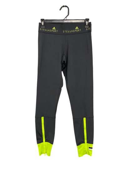 ADIDAS |S| WAIST 26| A61| GREY AND LIME GREEN PERFORMANCE TECHNICAL UTILITY LEGGINGS