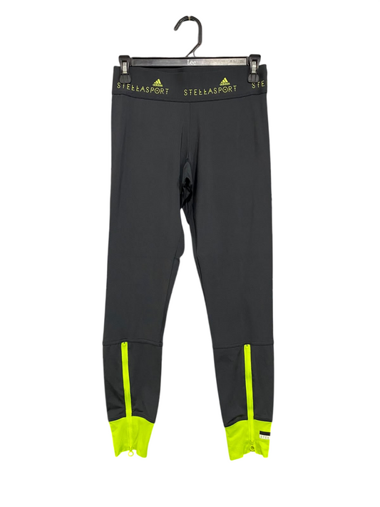 ADIDAS |S| WAIST 26| A61| GREY AND LIME GREEN PERFORMANCE TECHNICAL UTILITY LEGGINGS