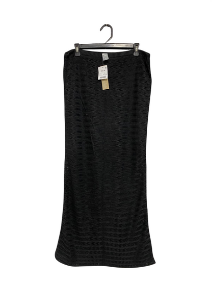 ANKO |XL| WAIST 34| A61| BLACK CROCHET-KNIT OPEN-WORK TECHNICAL UTILITY MIDI SKIRT