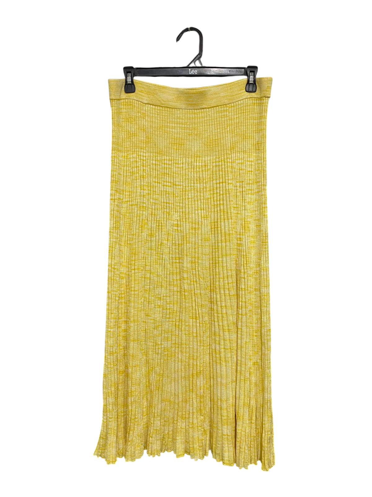 ZIMMERMANN |L| WAIST 30| A61| YELLOW MARLED RIBBED TECHNICAL UTILITY MIDI SKIRT