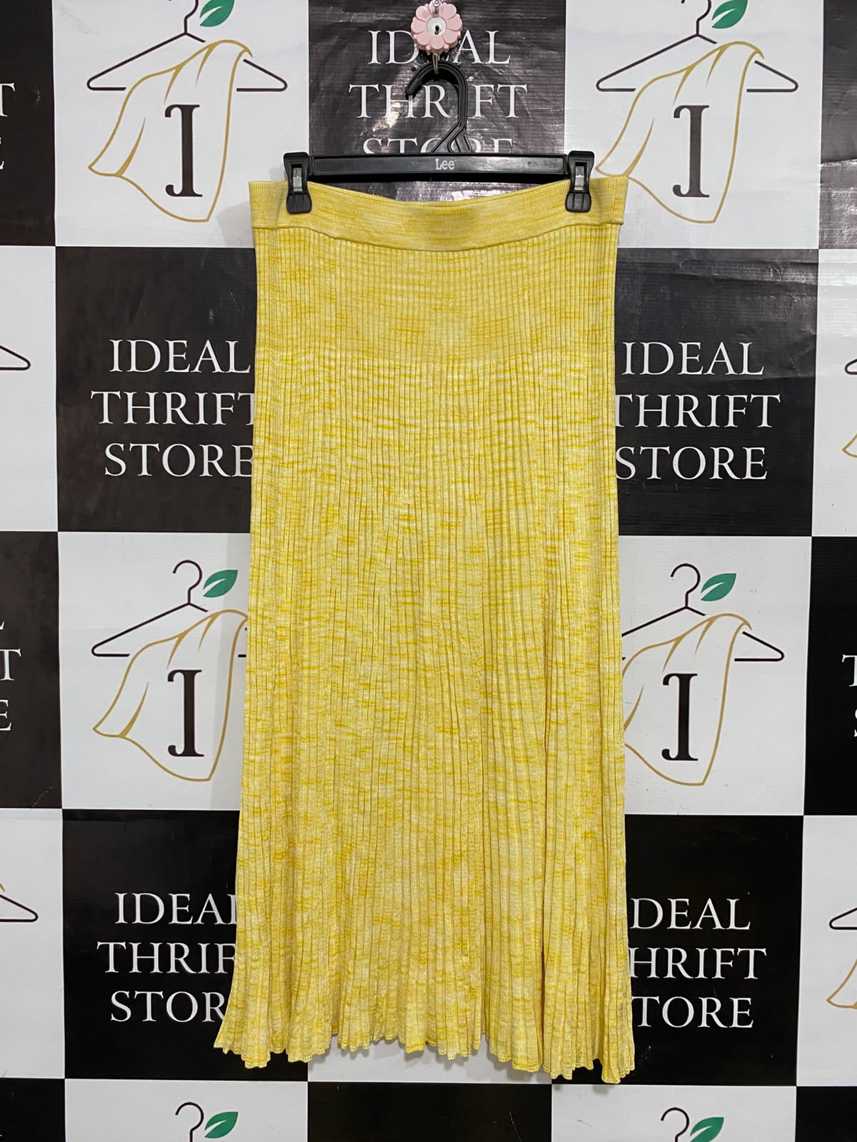ZIMMERMANN |L| WAIST 30| A61| YELLOW MARLED RIBBED TECHNICAL UTILITY MIDI SKIRT