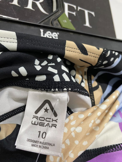 ROCK WEAR |XS| WAIST 24| A61| MULTICOLOR TROPICAL-PRINT TECHNICAL UTILITY LEGGINGS